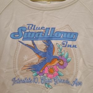 Spell Sample Sloppy Joe New w/ tag Sweater Blue Swallow Inn S Designs cream OOAK